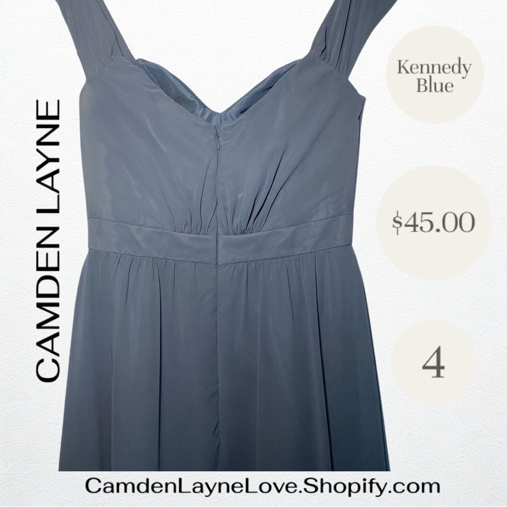 Blue Pleated Maxi Dress Sweetheart Neckline - Picture 6 of 8